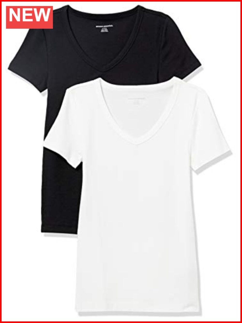 Women's Slim Fit Short Sleeve V-Neck T-Shirt 2 Pack Cotton Modal Micro Rib